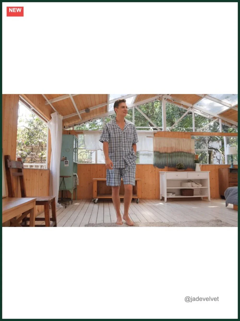 Men's Cotton Pajama Set Short Sleeve Button Down Sleepwear